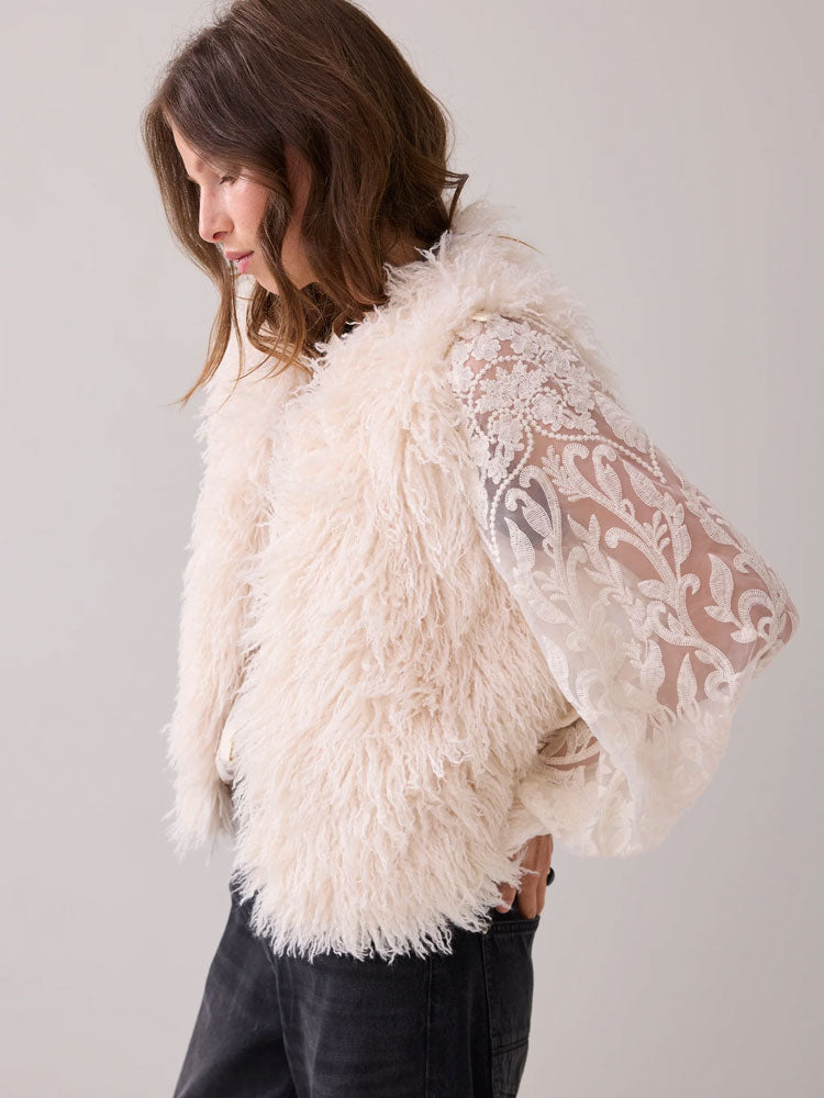 Summum Faux Fur Gilet Ivory