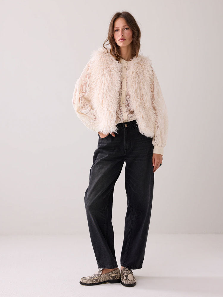 Summum Faux Fur Gilet Ivory