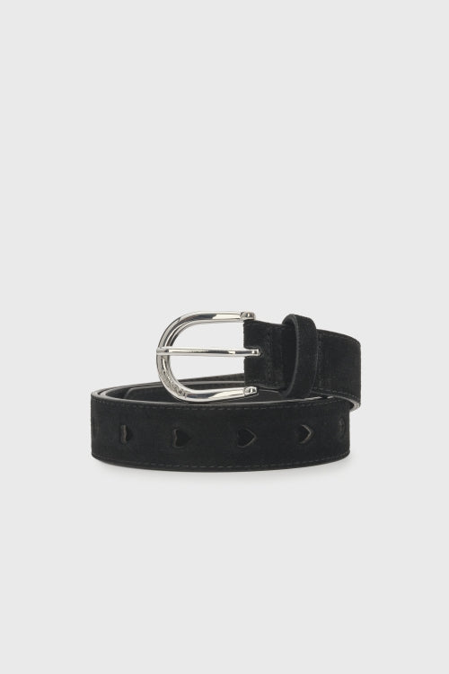 Fabienne Chapot Cut it Out Heart Belt Black Suede