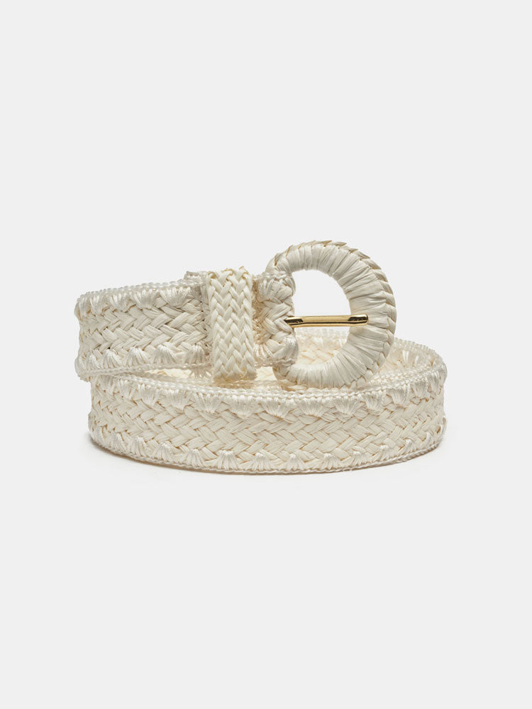 Fabienne Chapot Raffia Belt Cream White