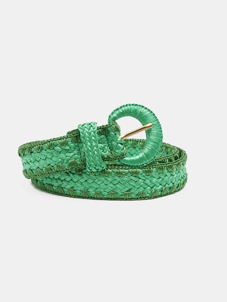 Fabienne Chapot Raffia Belt Green Glow