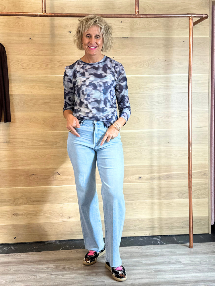 ACL Printed Mesh Top Grey &amp; Lilac