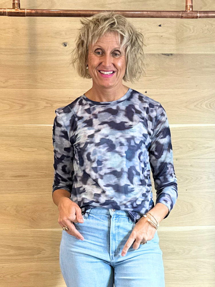 ACL Printed Mesh Top Grey &amp; Lilac