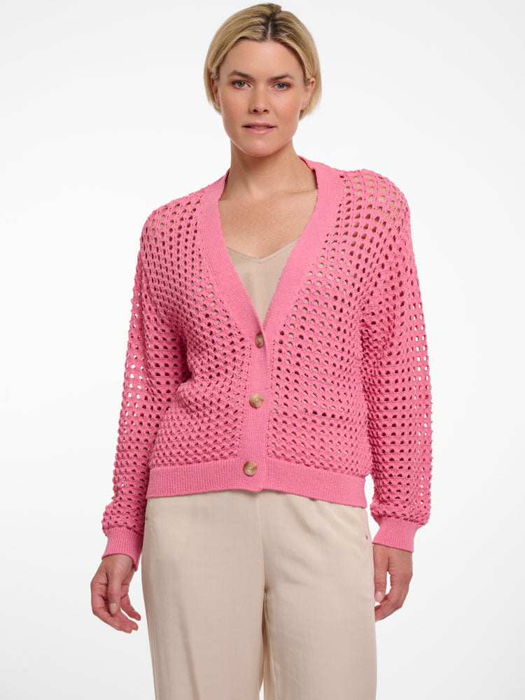 Rino &amp; Pelle Adania Perforated Cardigan Bright Pink