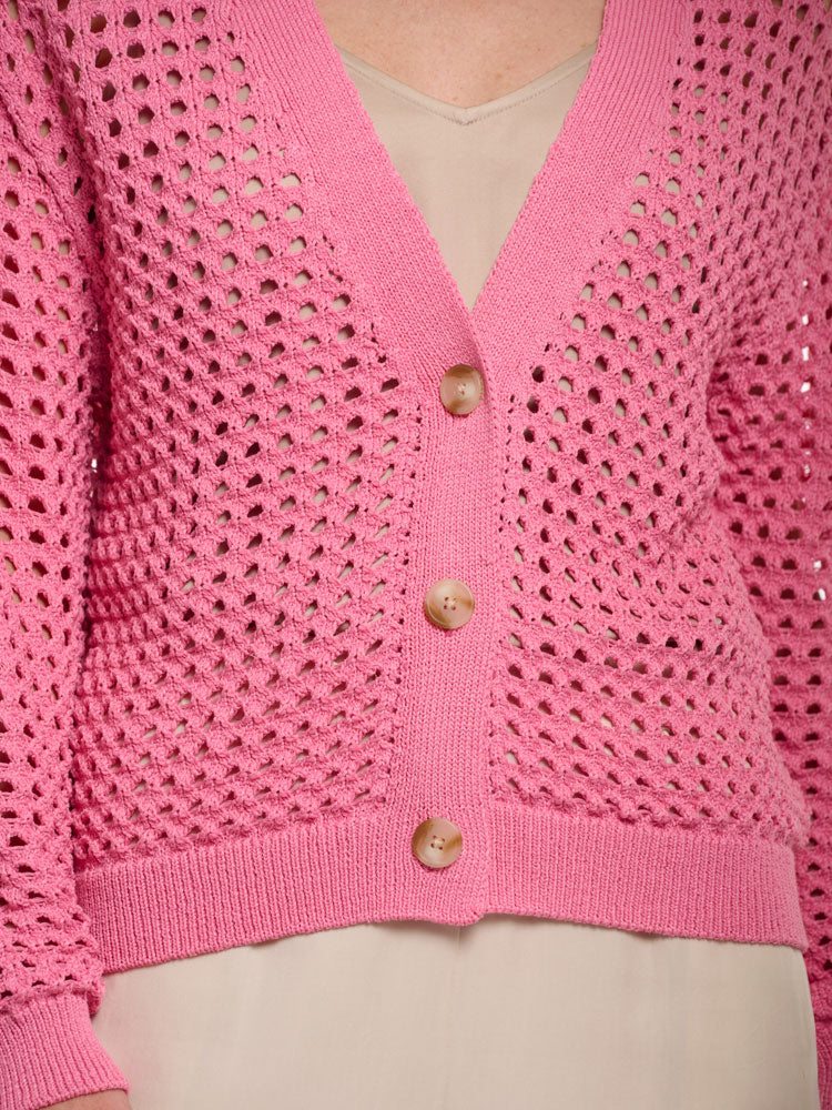 Rino &amp; Pelle Adania Perforated Cardigan Bright Pink