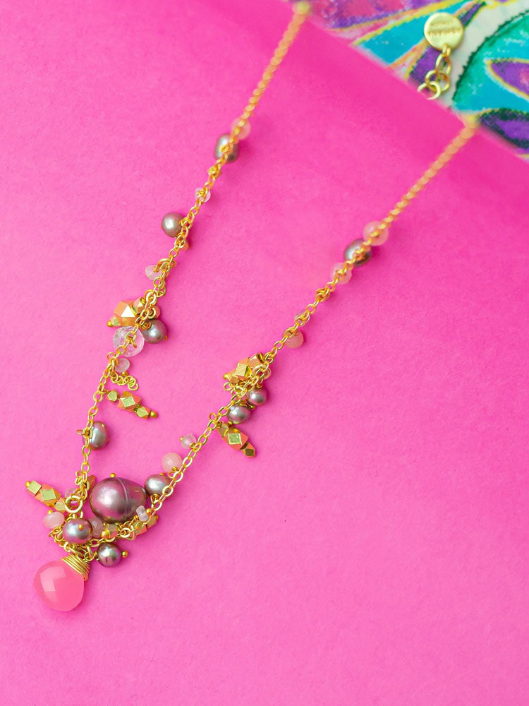 Ashiana Olive Necklace Pink