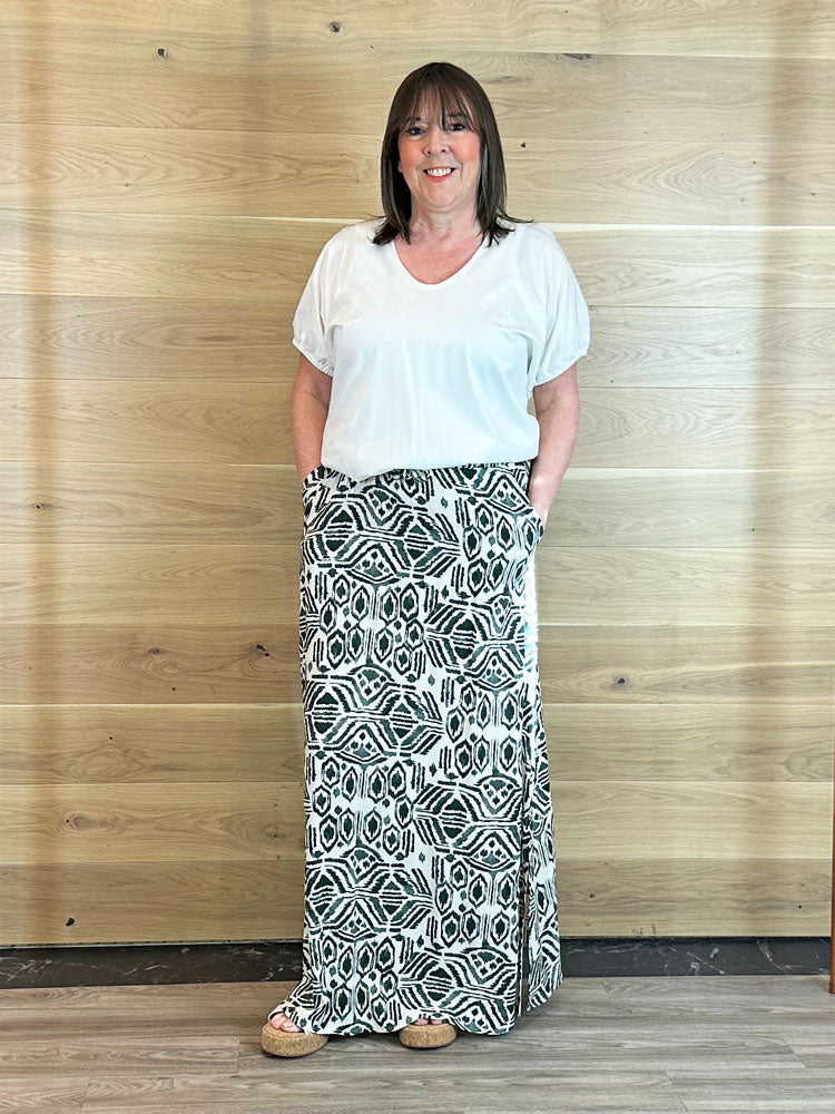 B Young ByMMJoella Maxi Skirt Ethnic Sea Spray