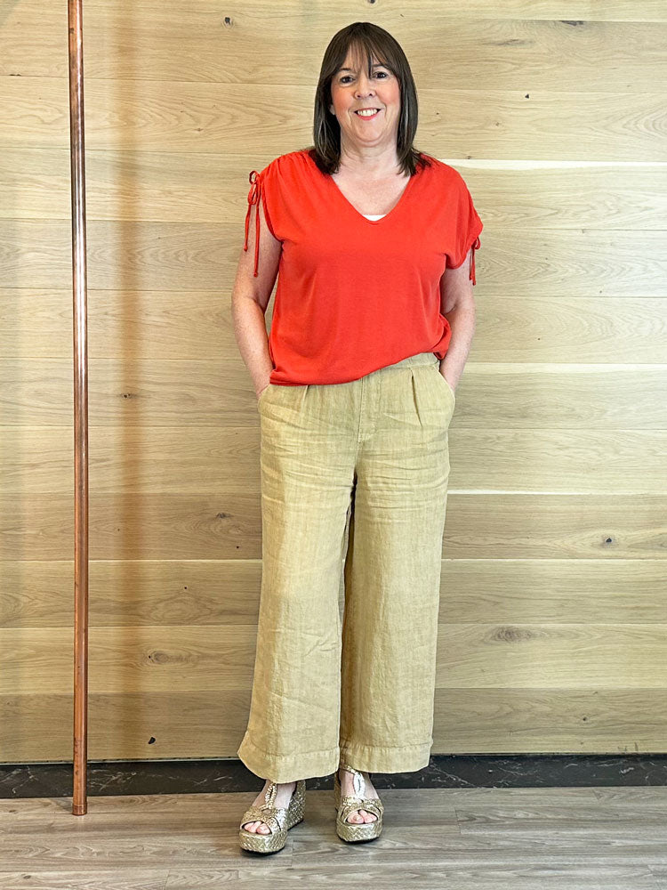 Oui Linen Trousers Camel