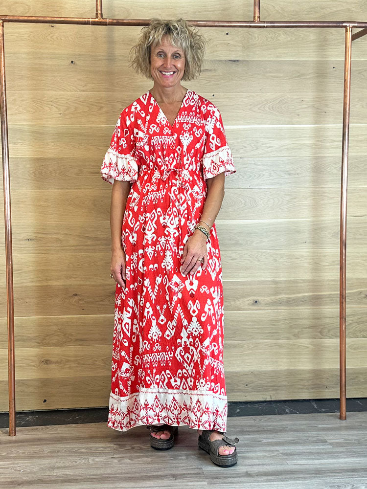 B Young ByJasmina Long Dress Flame Scarlet