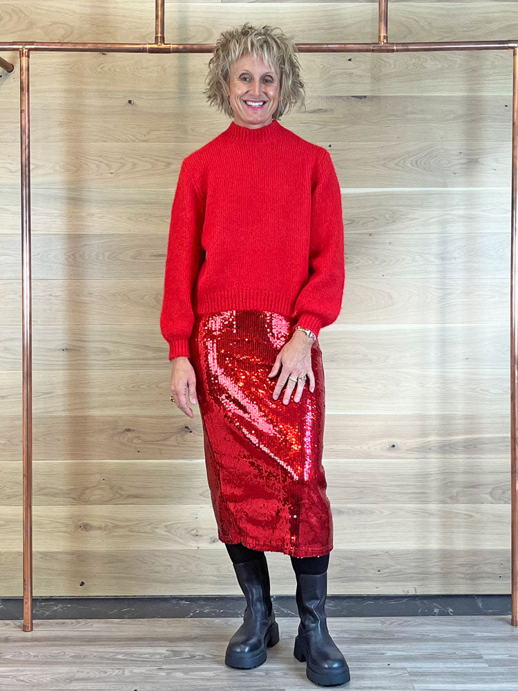 B Young BySienna Skirt Haute Red