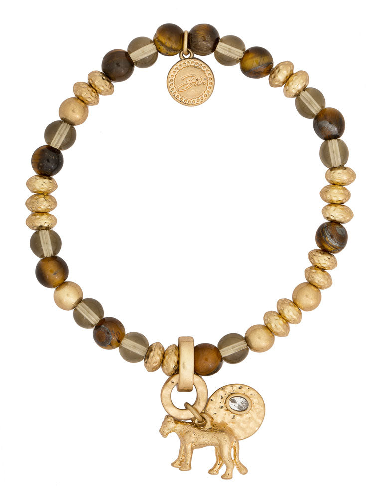Bibi Bijoux Majesty Lioness Charm Bracelet Gold