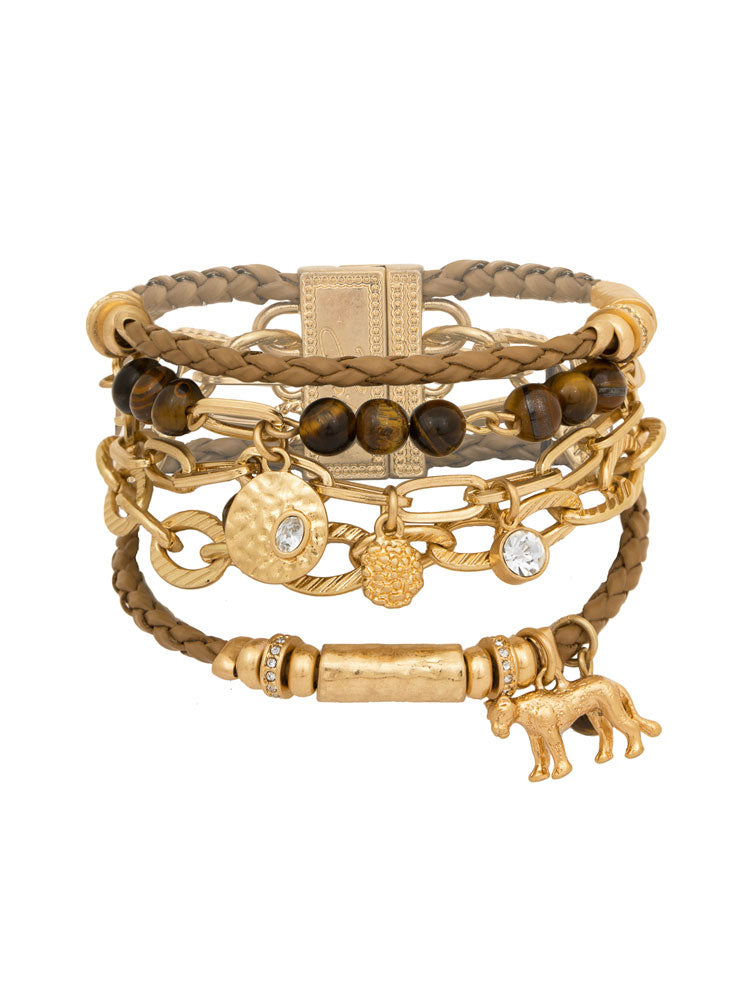Bibi Bijoux Lioness Spirit Layered Bracelet Gold