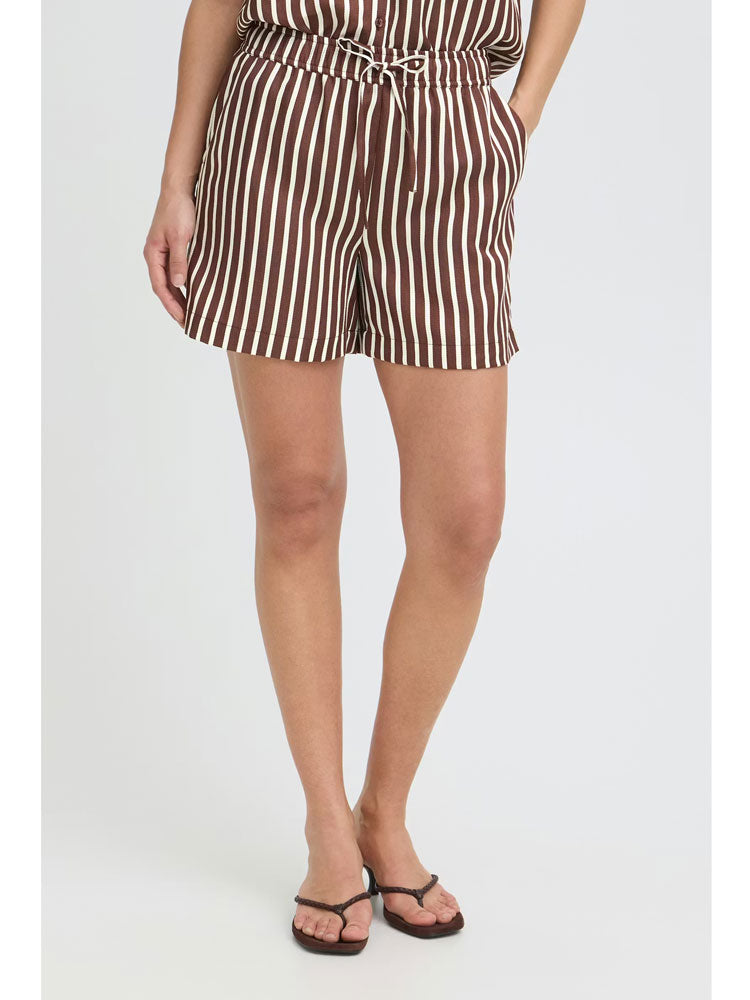 B Young ByEvino Shorts Brown Stripe
