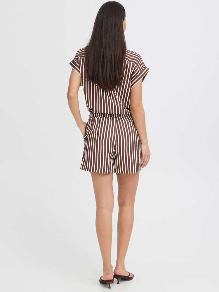 B Young ByEvino Shorts Brown Stripe
