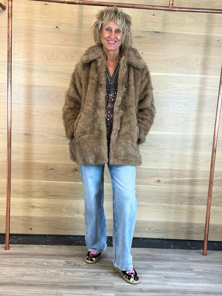 B Young ByAkaja Faux Fur Coat Brown