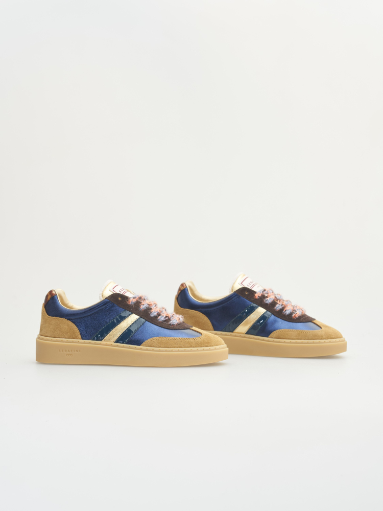 Serafini Court Trainers Night Sky Beige Gold
