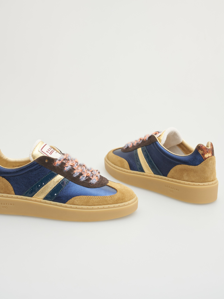 Serafini Court Trainers Night Sky Beige Gold