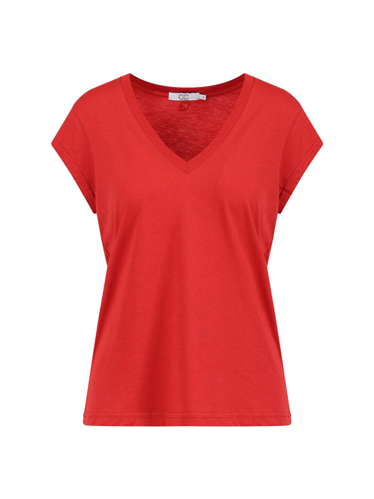 CC Heart V-Neck T-Shirt Berry Red