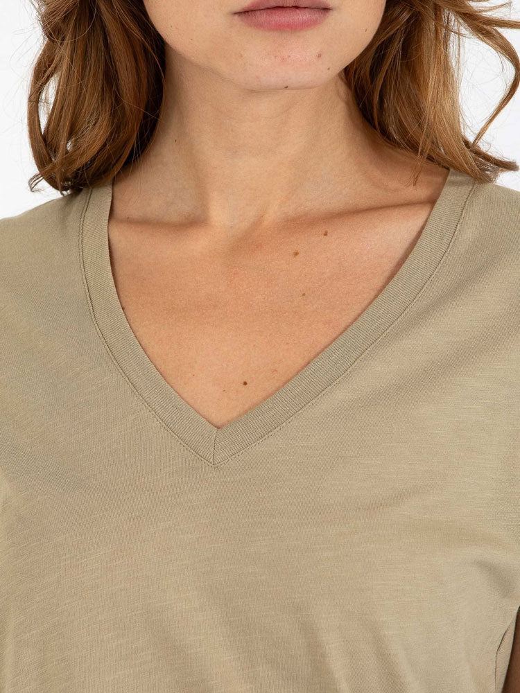 CC Heart V-Neck T-Shirt Sand Olive