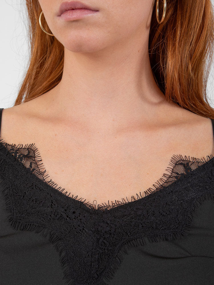 CC Heart Rosie Lace Top Black