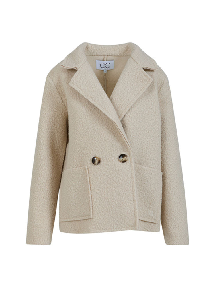 CC Heart Sienna Loose Boucle Jacket Off White