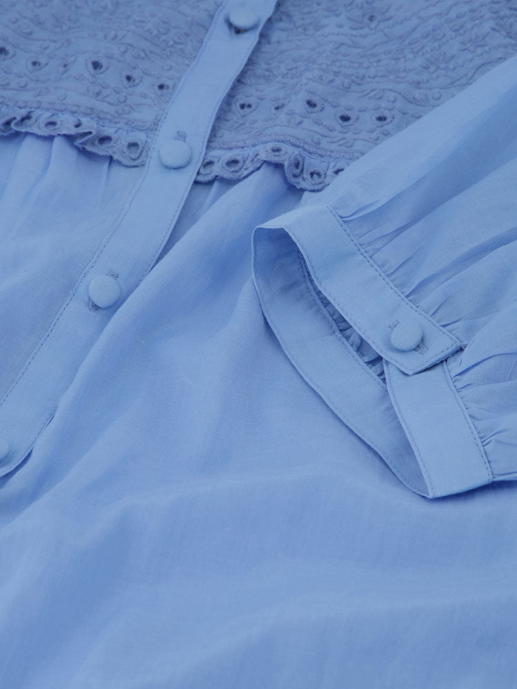 Fabienne Chapot Tootsie Short Sleeve Blouse Blue Dream