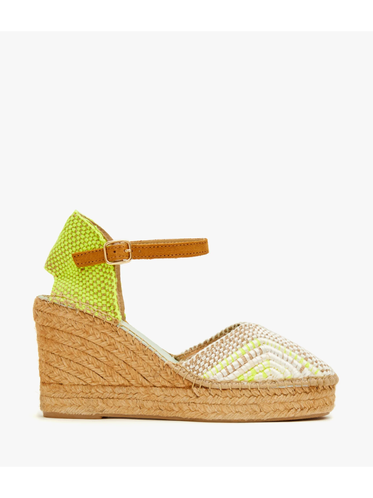 Star Love Carinae Closed Toe Espadrille Wedges Yellow