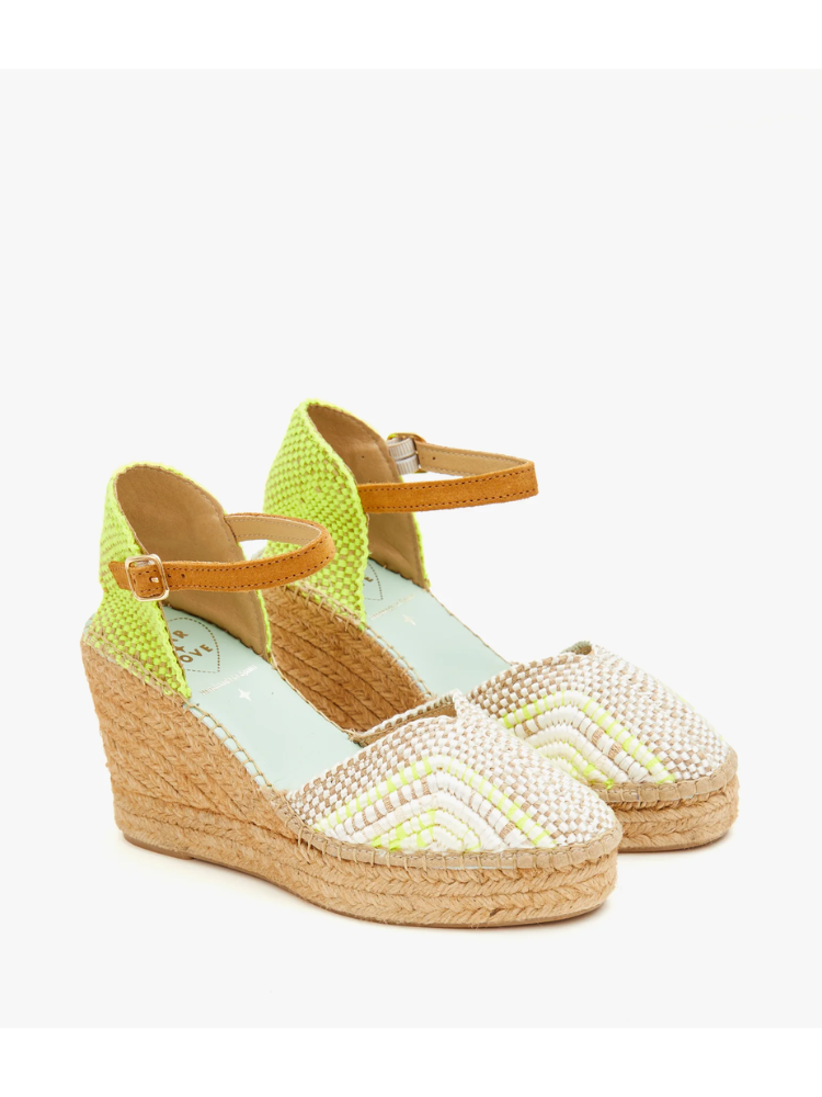 Star Love Carinae Closed Toe Espadrille Wedges Yellow