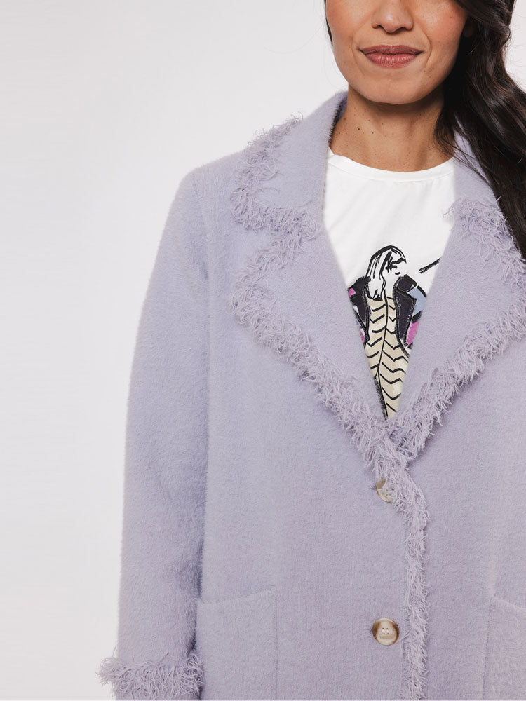 Rino &amp; Pelle Catena Cardigan with Fringes Lilac Fog