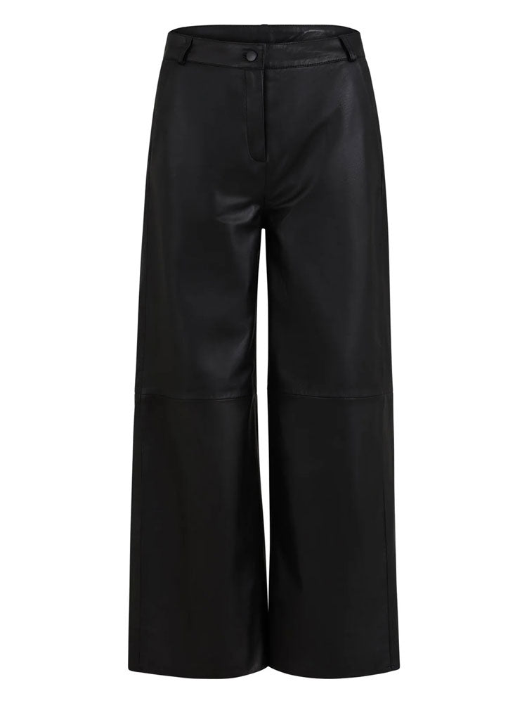 Coster Copenhagen Ankle Length Leather Trousers Black