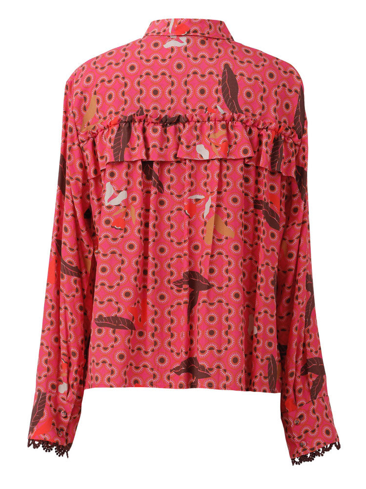 Emily Lovelock Tanisha Print Blouse Beetroot