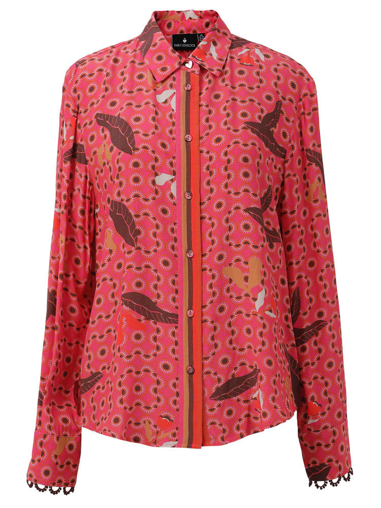 Emily Lovelock Tanisha Print Blouse Beetroot