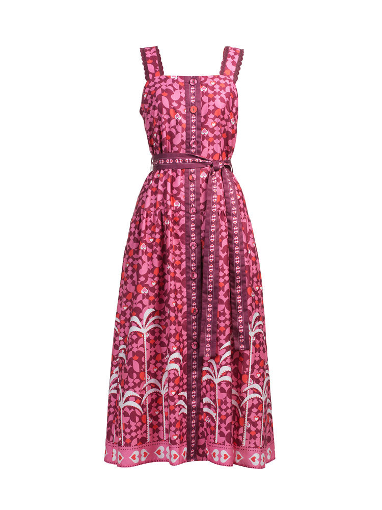 Emily Lovelock Victoria Print Dress Pink