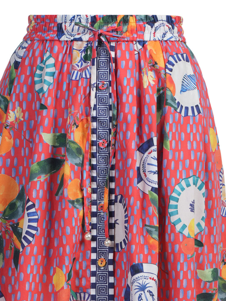 Emily Lovelock Bernie Skirt Red Print