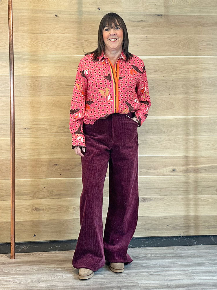 Emily Lovelock Tanisha Print Blouse Beetroot