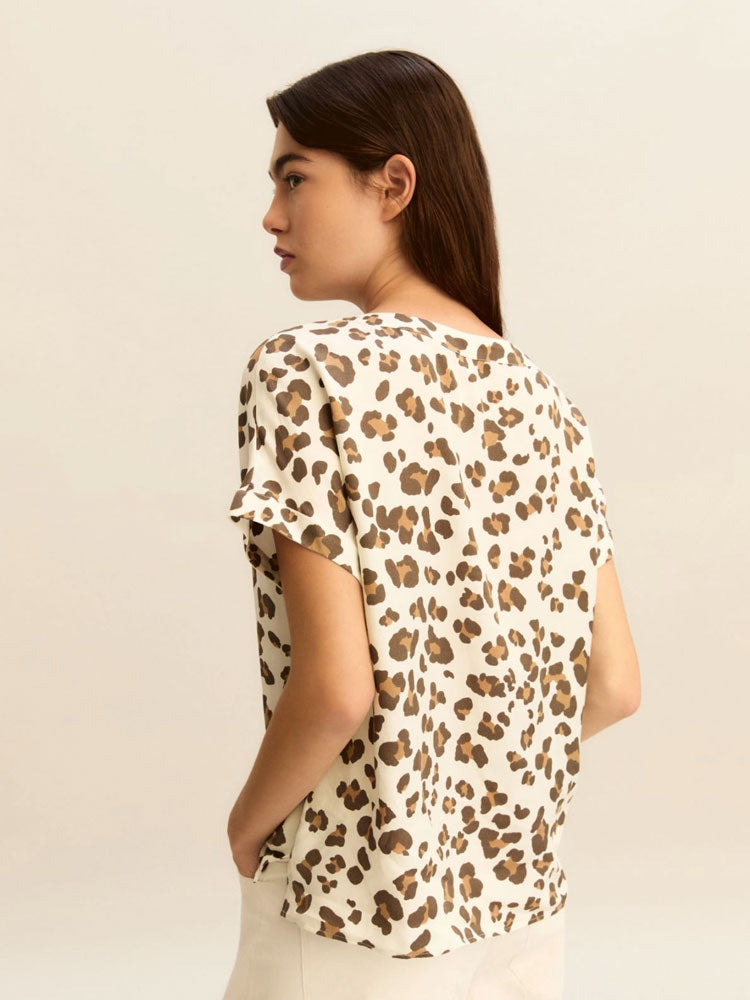 Emme Marella Emmrane Top White Leopard Spot