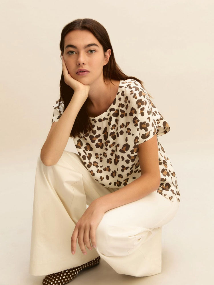 Emme Marella Emmrane Top White Leopard Spot