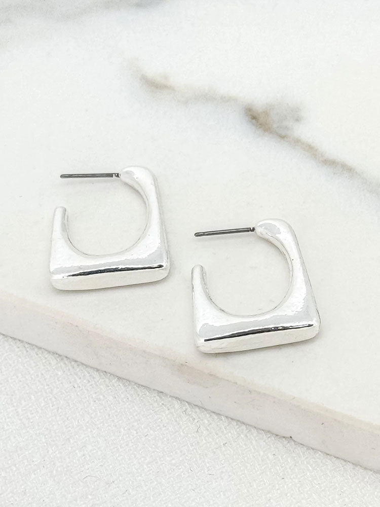 Envy Geometric Hoop Earrings Silver