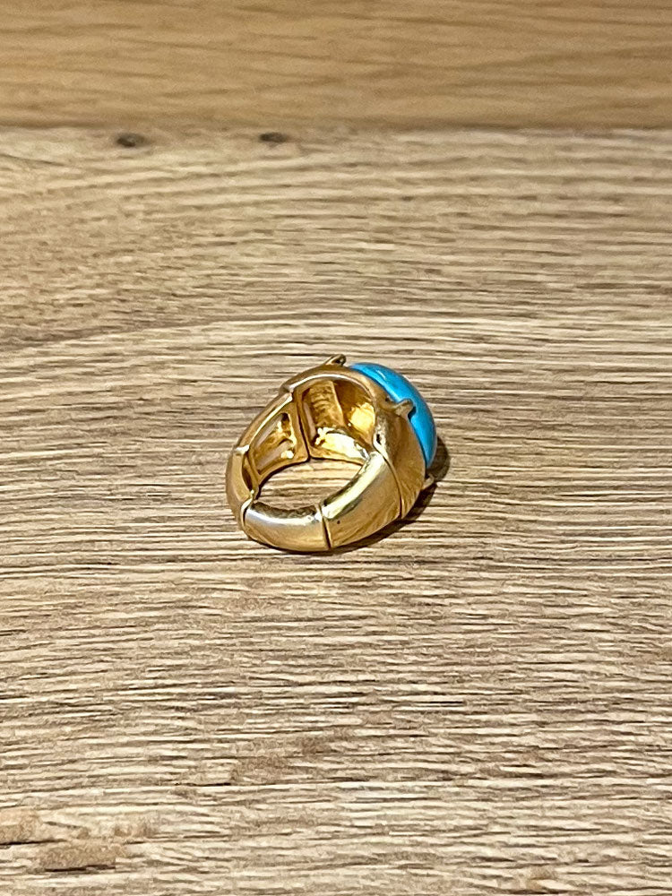 Envy Elasticated Gold Ring with Turquoise Stone