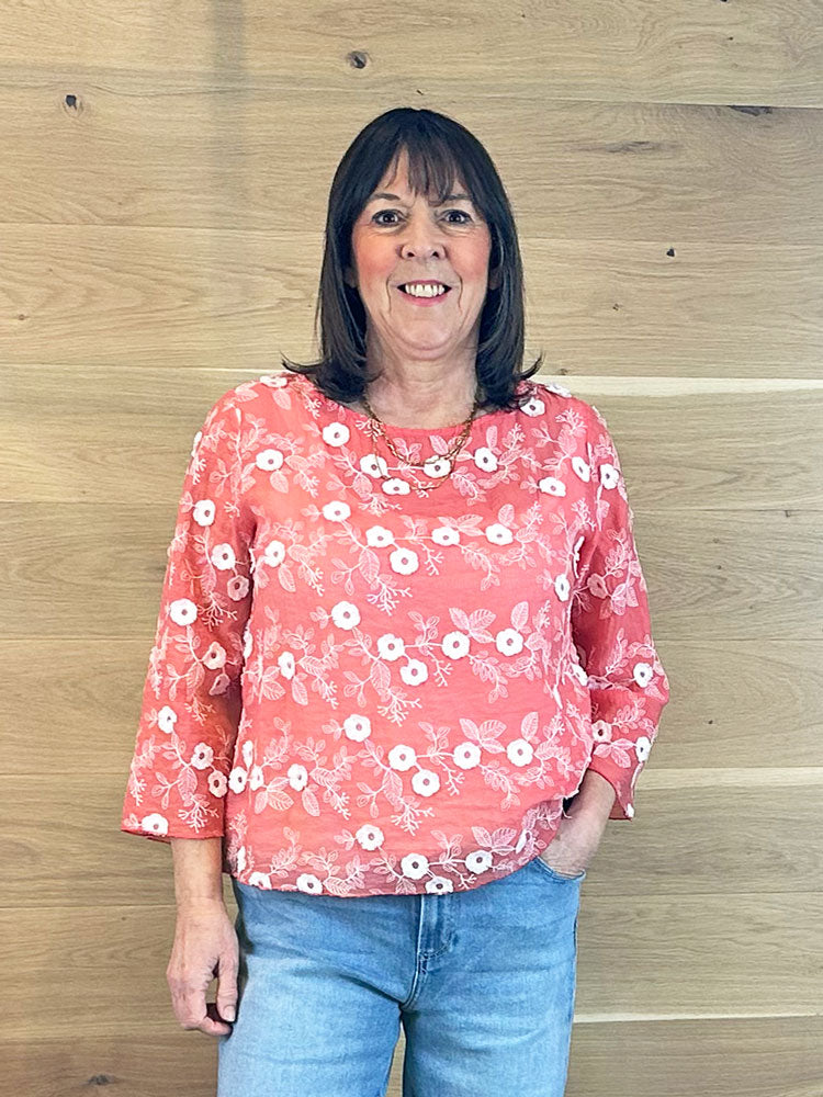 European Culture Long Sleeve Blouse Rose of Sharon