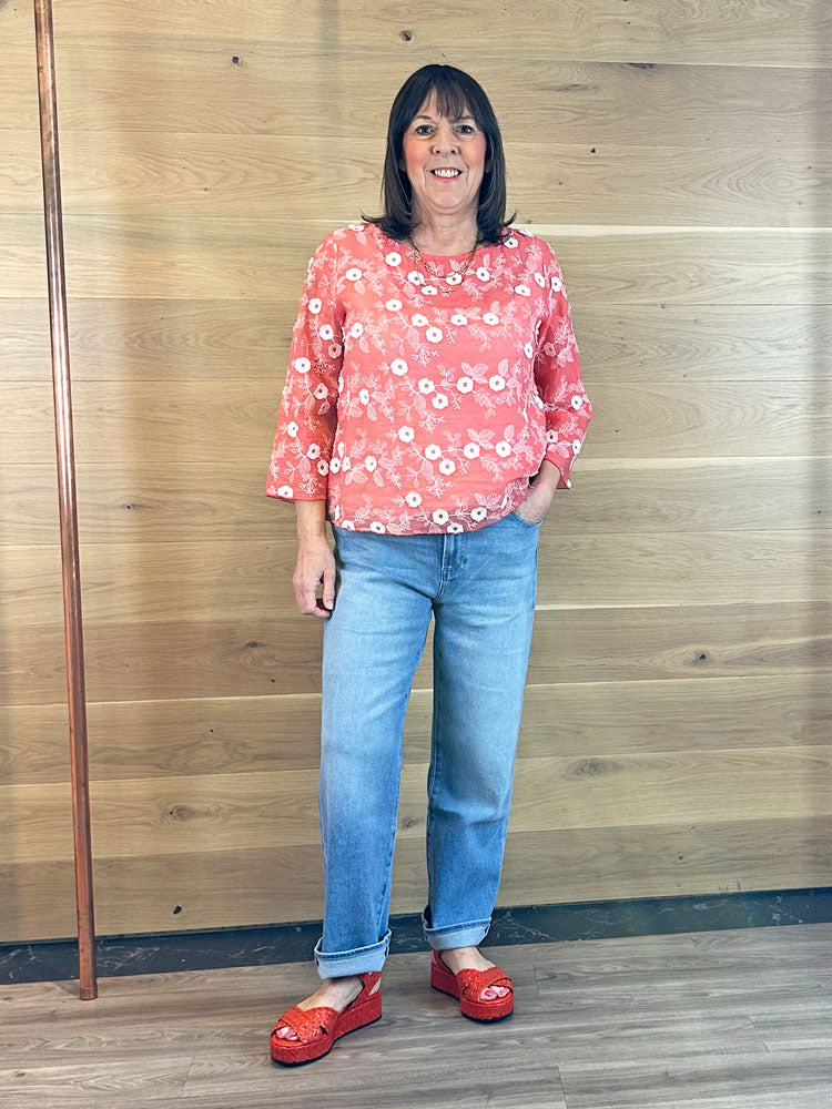 European Culture Long Sleeve Blouse Rose of Sharon