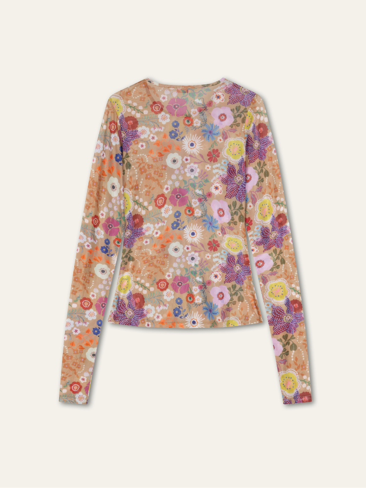 Oilily Tomorrow Jersey Long Sleeve Mesh Top Sand