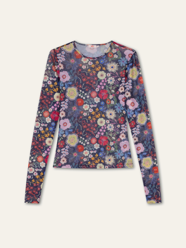 Oilily Tomorrow Jersey Long Sleeve Mesh Top Blue