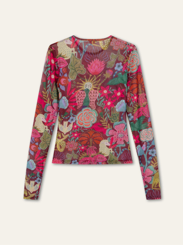 Oilily Tomorrow Jersey Long Sleeve Mesh Top Pink