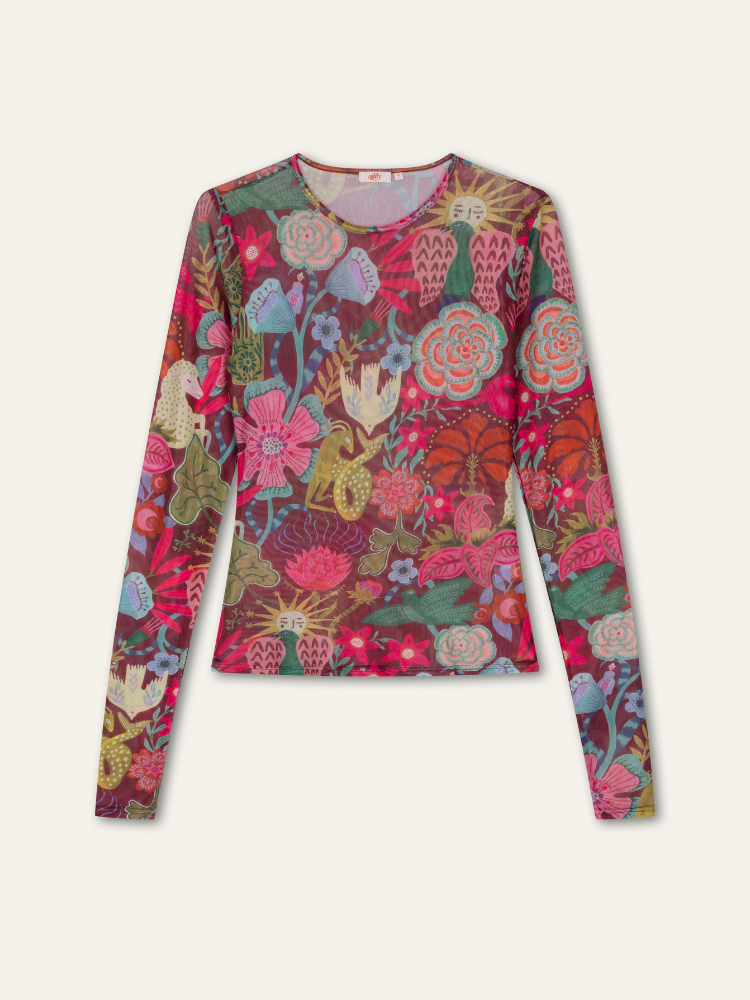 Oilily Tomorrow Jersey Long Sleeve Mesh Top Pink