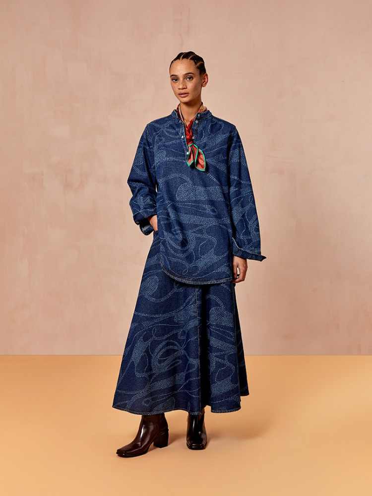 Oilily Silvina Woven Skirt Blue Indigo