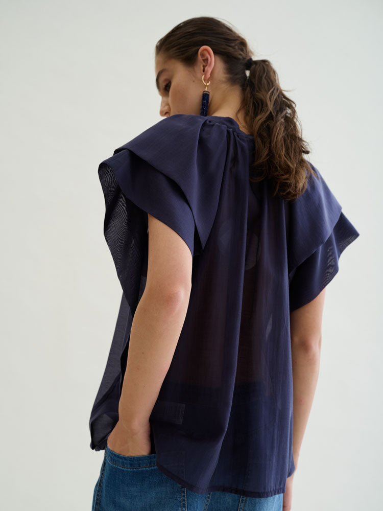 Floor Ruffle Shirt Navy