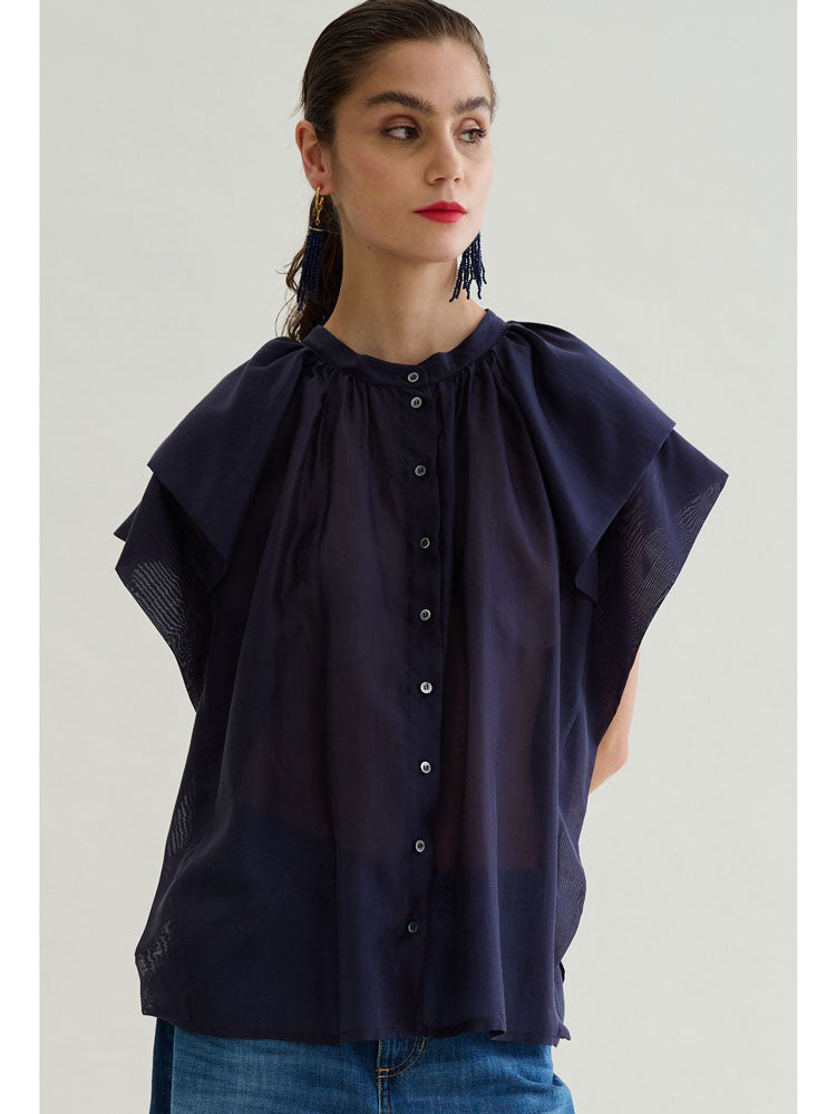 Floor Ruffle Shirt Navy