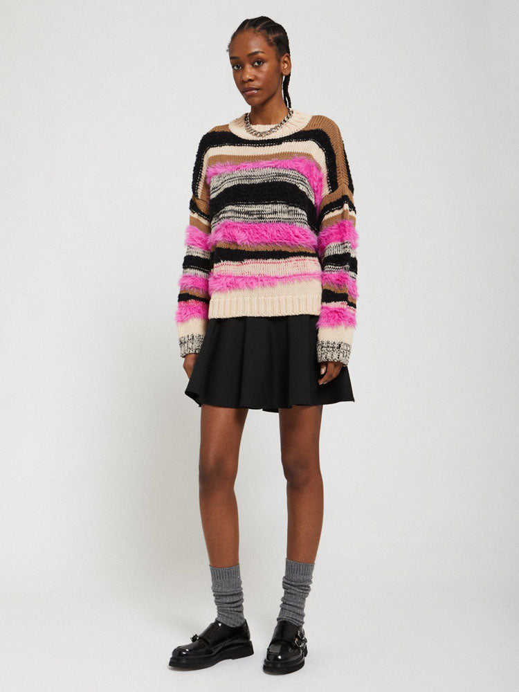 Ottod&#39;Ame Fringed Striped Jumper Pink