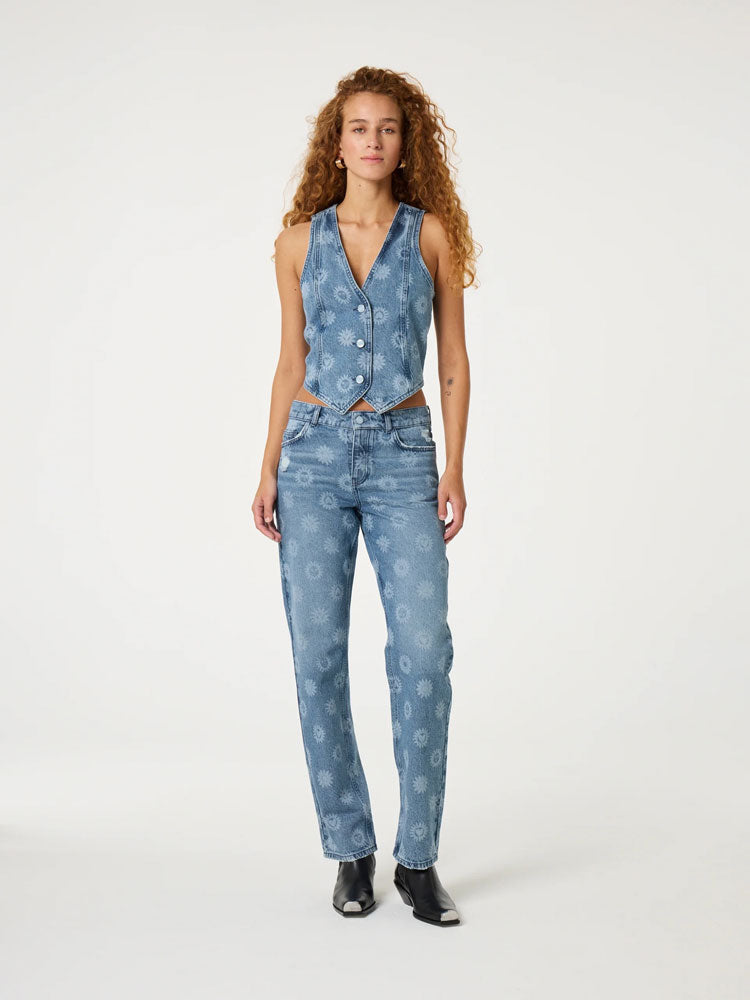 Fabienne Chapot Gigi Denim Waistcoat Mid Blue